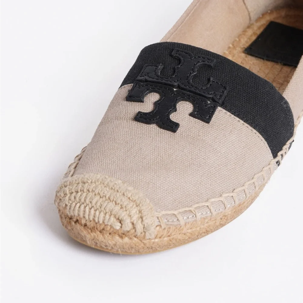 TORY BURCH WESTON ESPADRILLES Beige and Black Flats 6.5